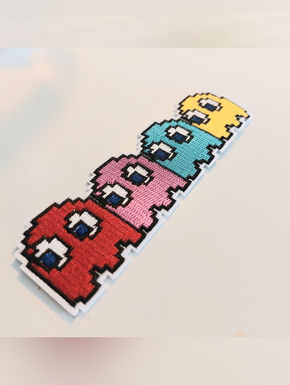 Retro PacMan Ghost Pixel Iron-On Patch
